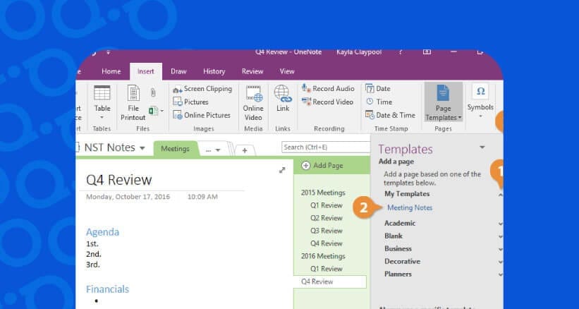 Gestão de tarefas - Microsoft OneNote